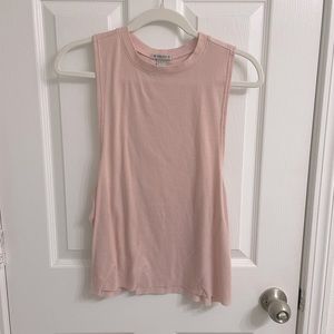 5/$25 F21 Pink Ribbed Muscle Tee Spring Summer Athletic Workout Gym Top
